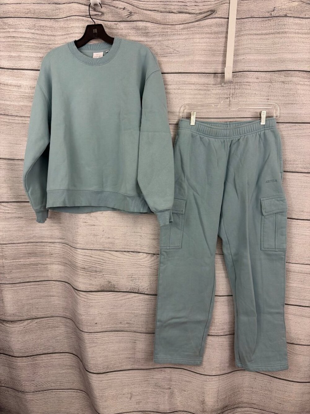Aritzia Sweatfleece Matching Set In Blue Cozy Fleece Top M, Bottom S
